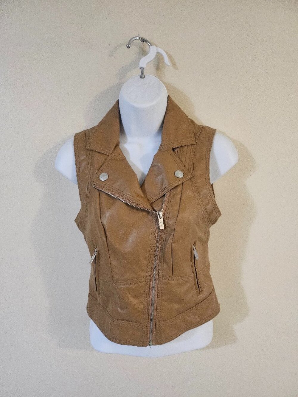 Guess Women's Faux Leather Moto Vest - Size XS